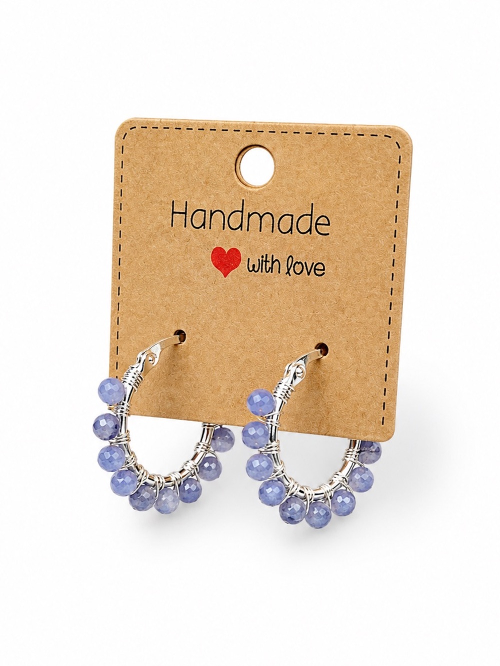 Handmade Wire Wrapped Tanzanite Hoop Earrings